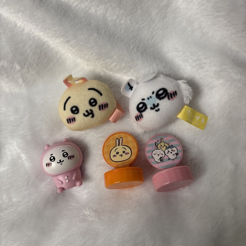 Chiikawa Collection Self Ink Stamp, Figure, & Plush Doll Toy 1.5" Set of 5 FURYU